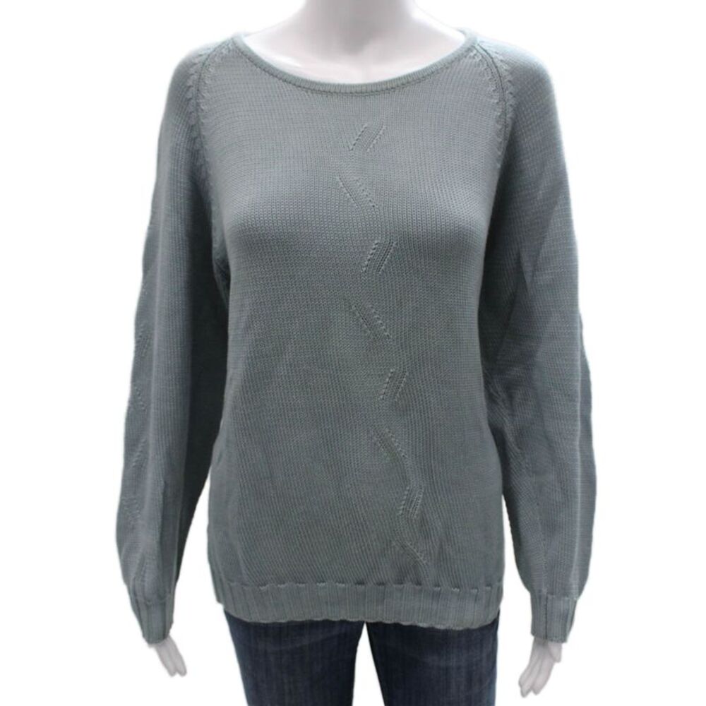 Salvatore Ferragamo Womens Pullover Sweater Blue Boat Neck Long Sleeve Size S